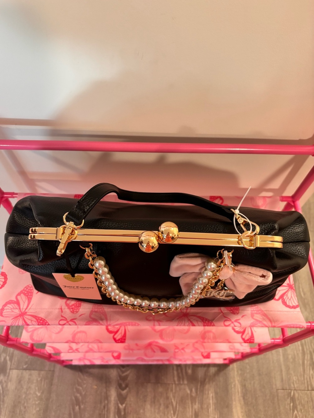 NWT Juicy Couture Kiss Lock Bow Large Frame Bag - Picture 5 of 6